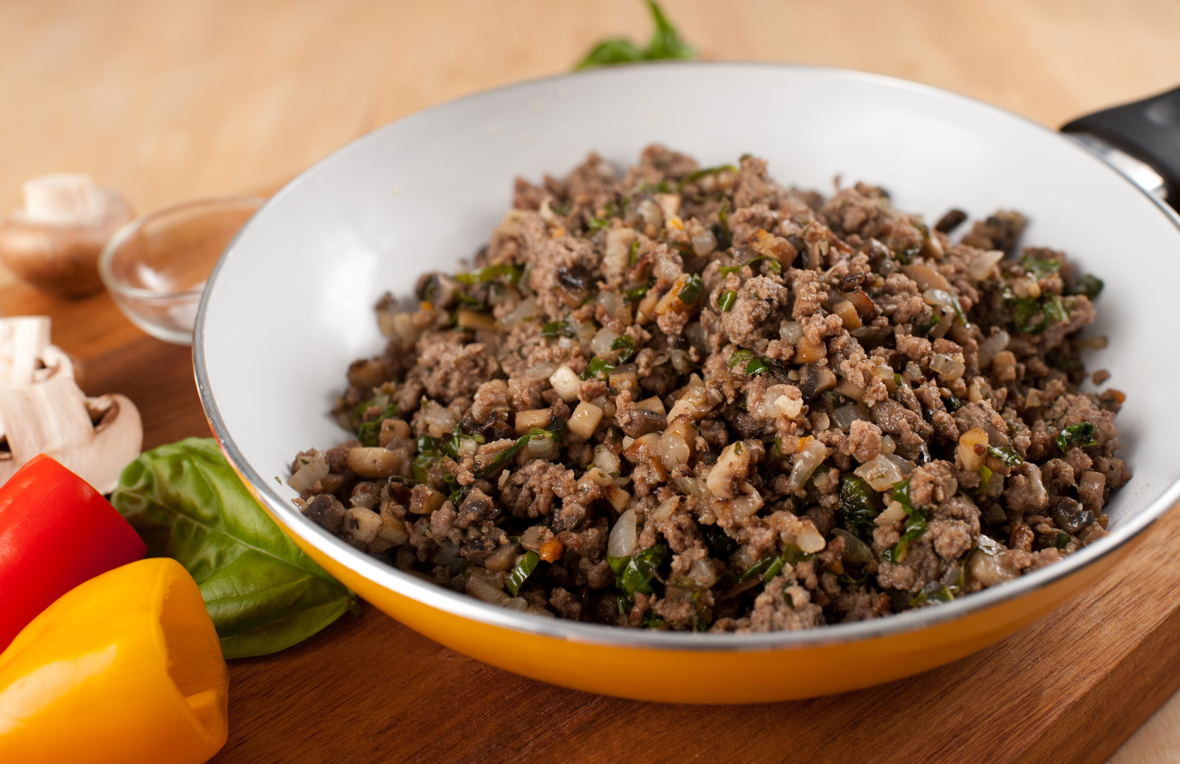 ground beef fried mushrooms