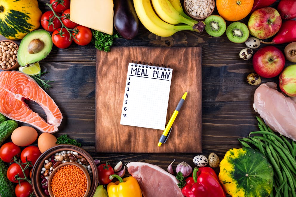 Healthy food meal plan preparation