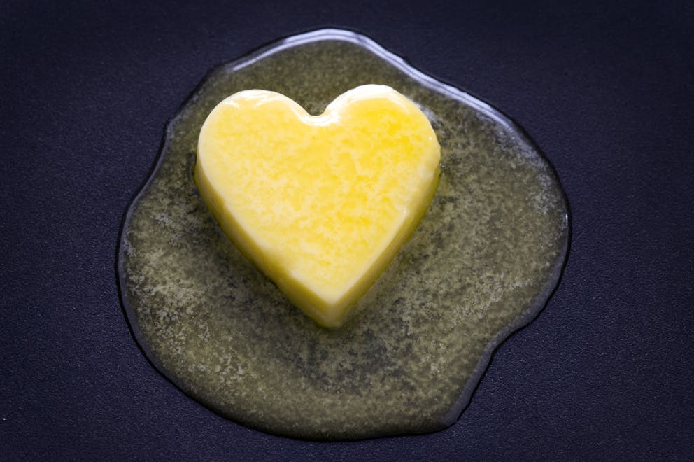 Heart-shaped piece of butter