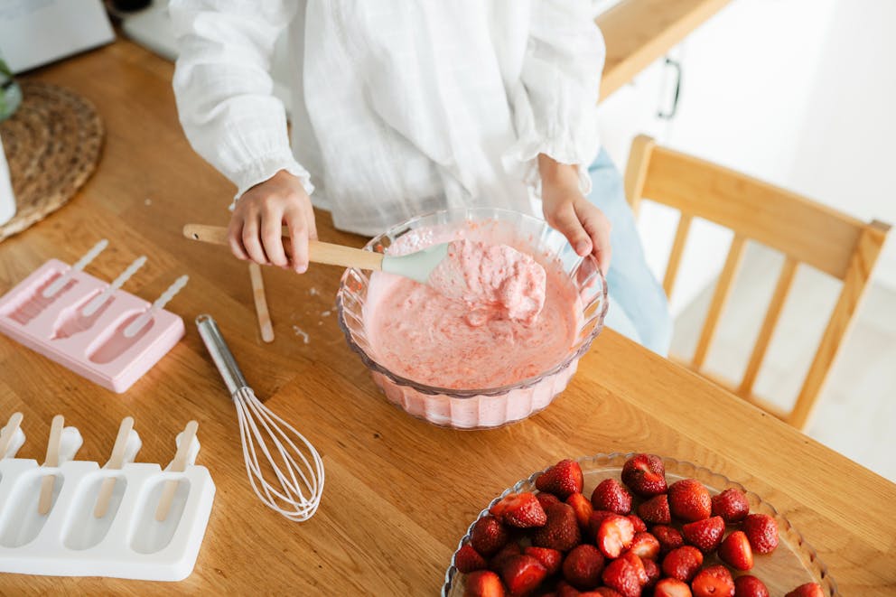 Girl making homemade ice cream