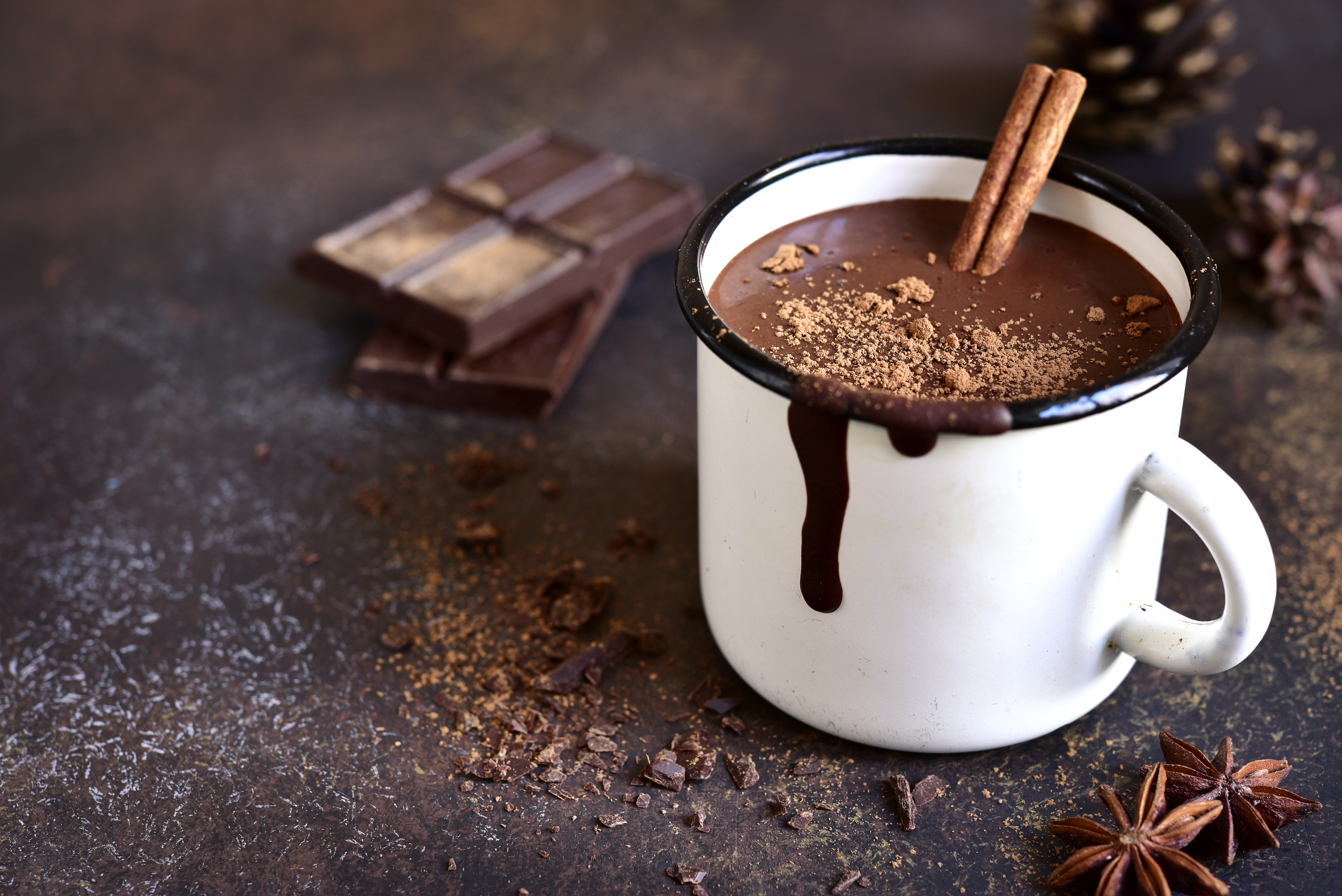 Hot chocolate with a cinnamon stick