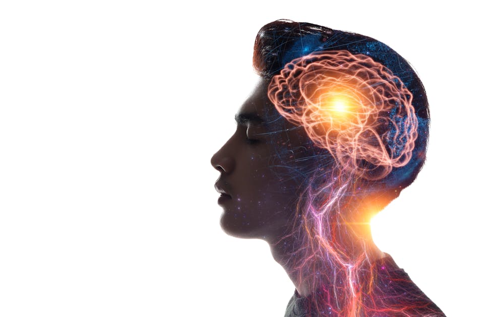 Human head with brain illustration