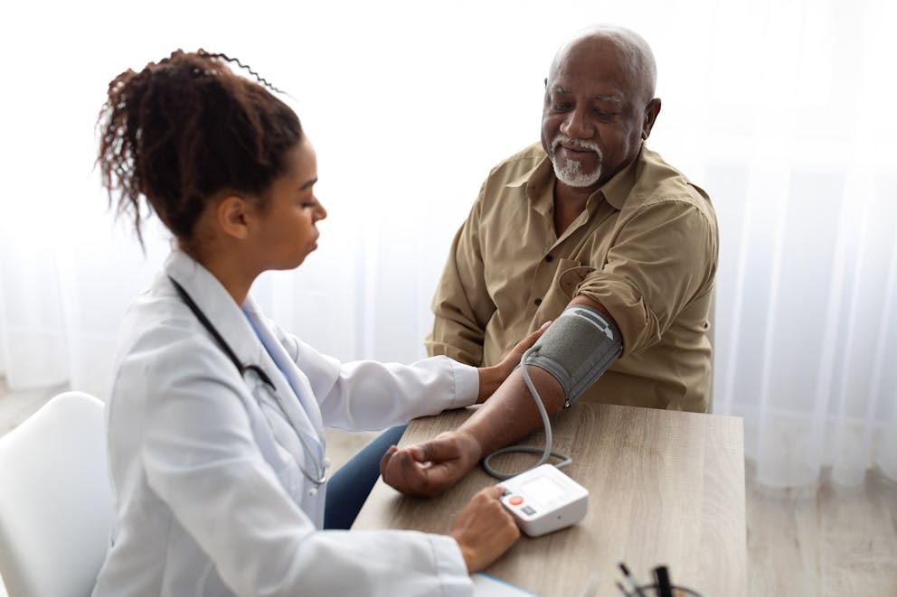 getting a blood pressure test