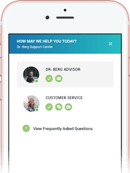 Dr. Berg Customer Service widget on iPhone screen