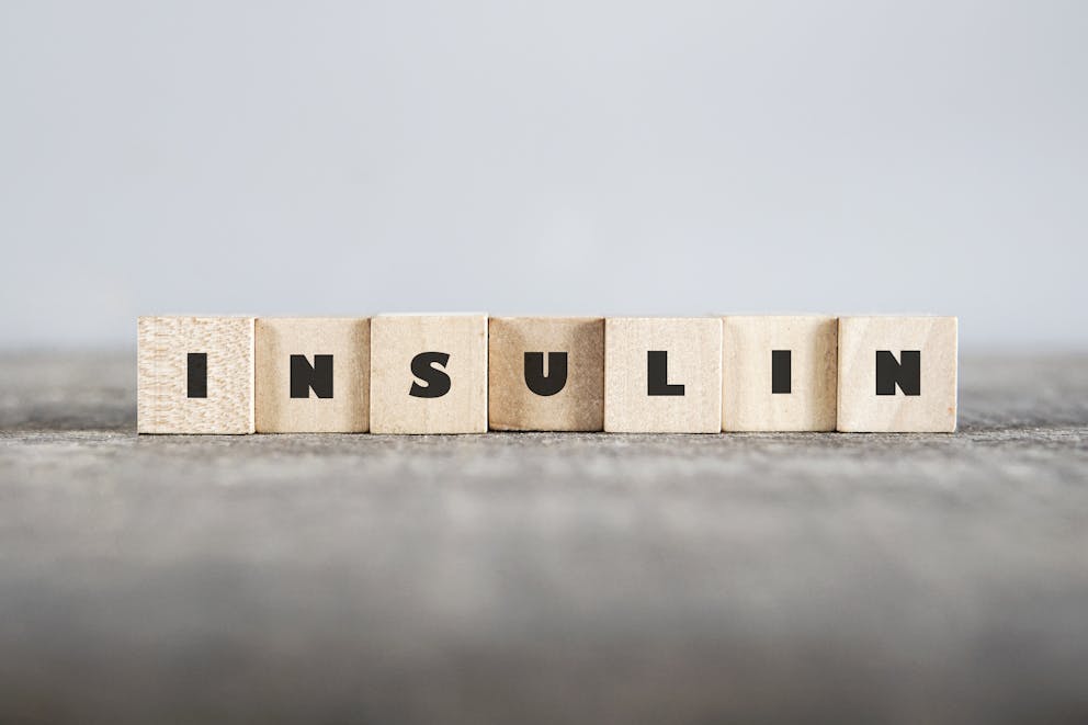 The word insulin on blocks