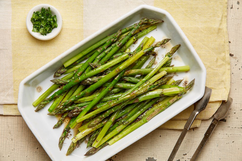 young asparagus cooked in butter