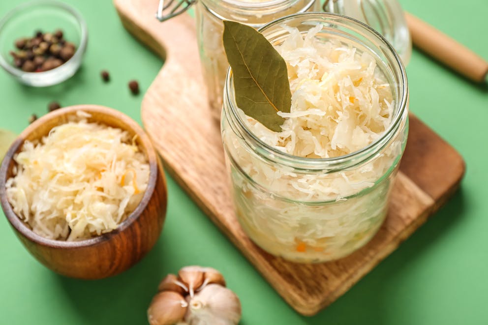 container of fresh sauerkraut