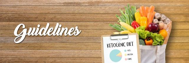 a sign that says guidelines for a ketogenic diet with pictures of healthy food