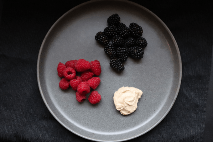 Carbs - hummus, raspberries, blackberries