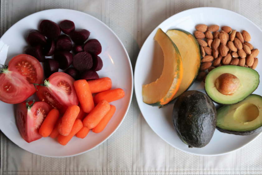 Carbs - carrots, almonds, beets, hummus, tomatoes, avocados, acorn squash