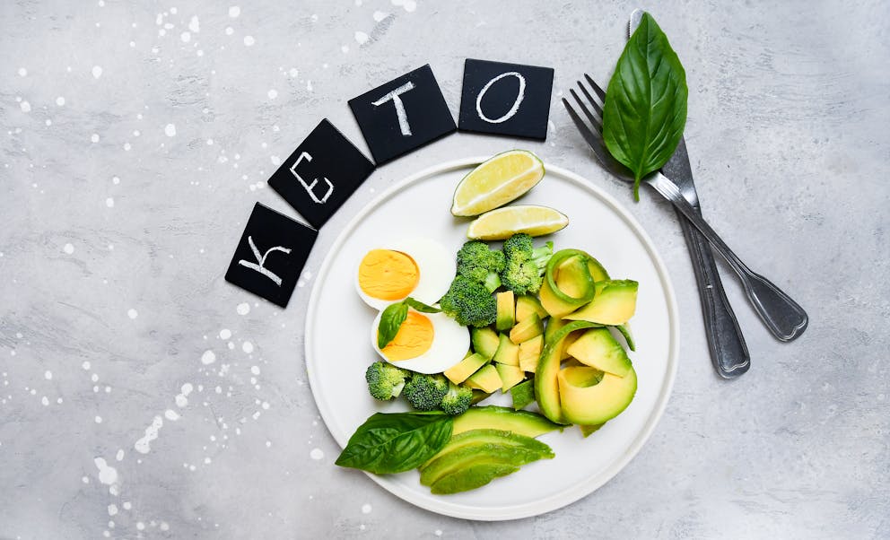 Vegetarian keto salad with eggs and avocado