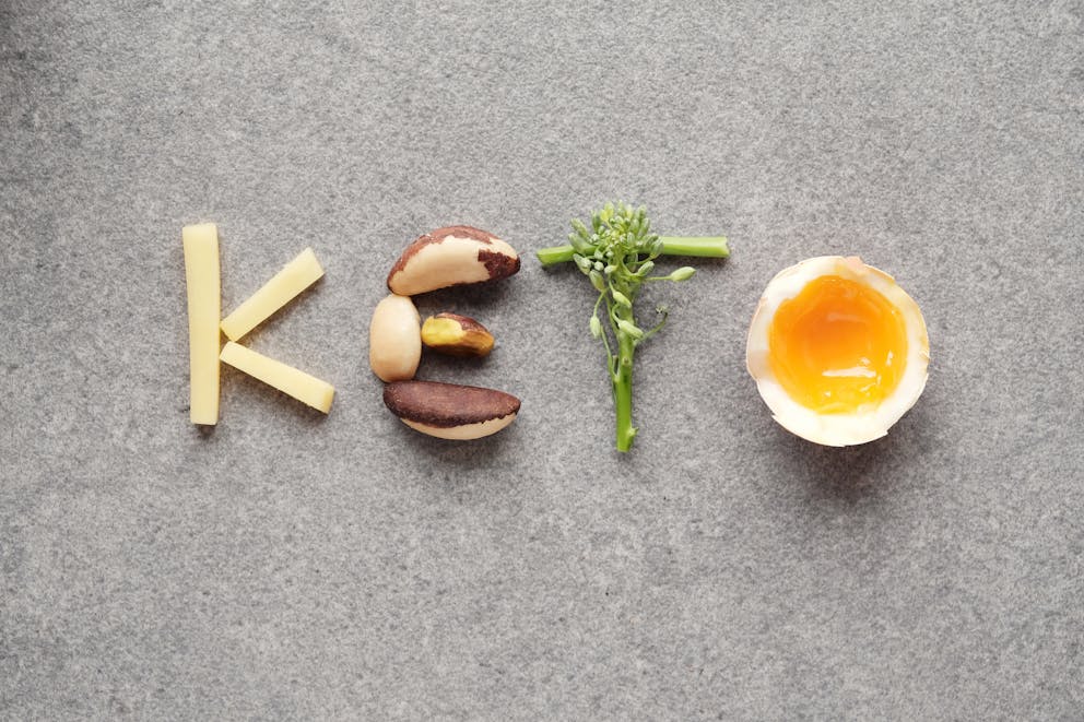 Ketogenic foods forming the word keto