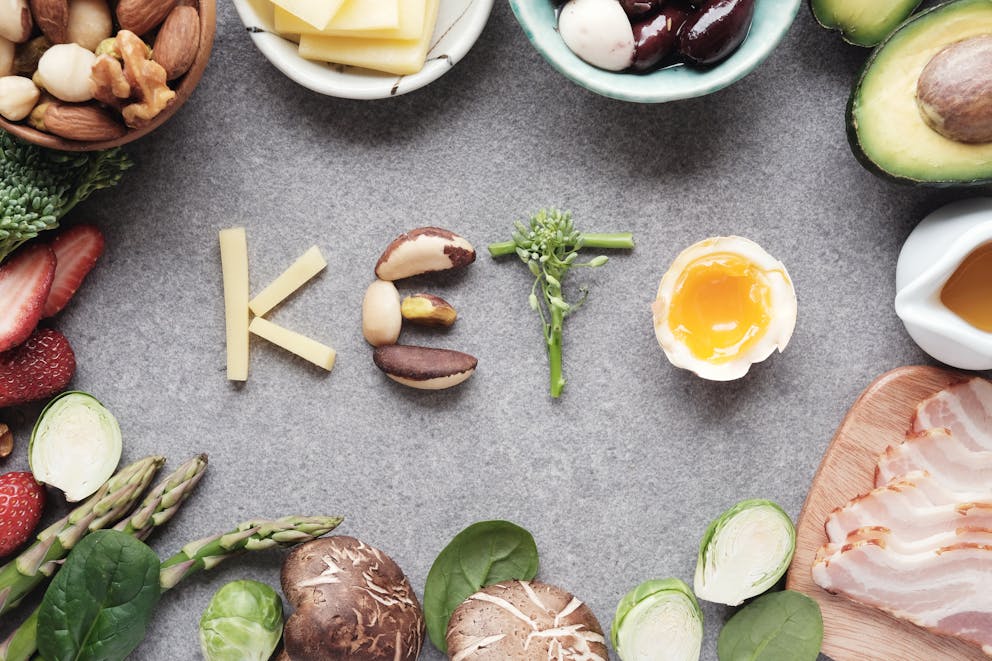 Keto written in healthy food