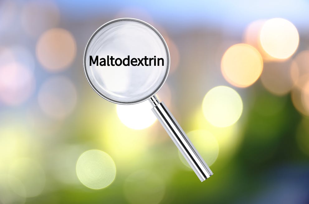 Magnifying glass over maltodextrin