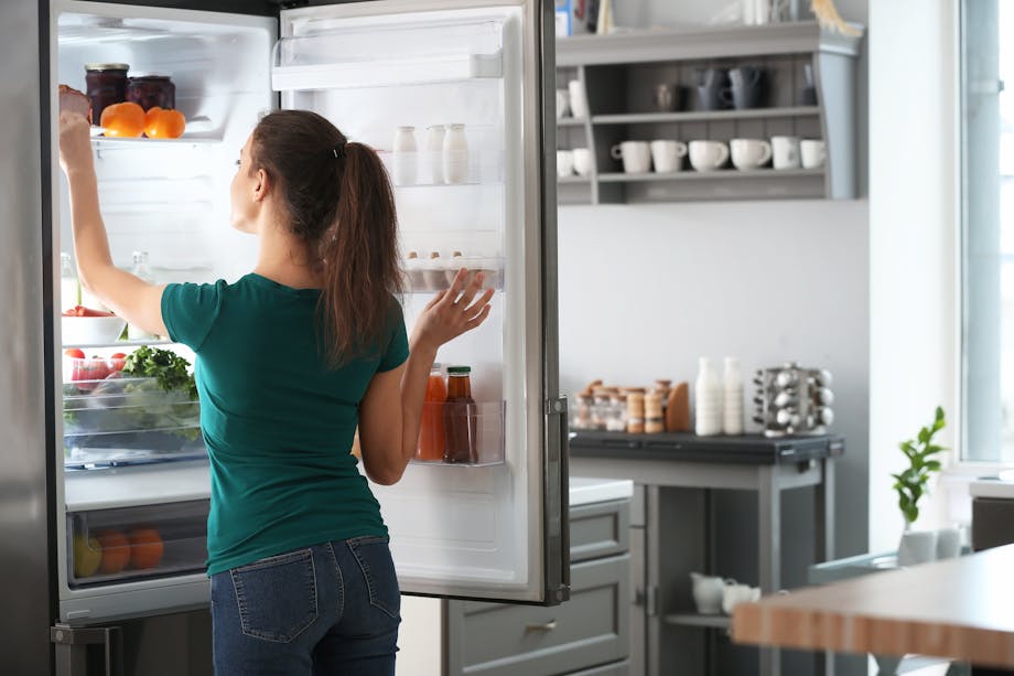 Placing food in the fridge