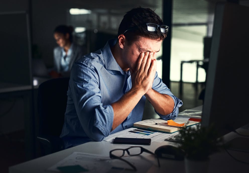 Stressed man at work