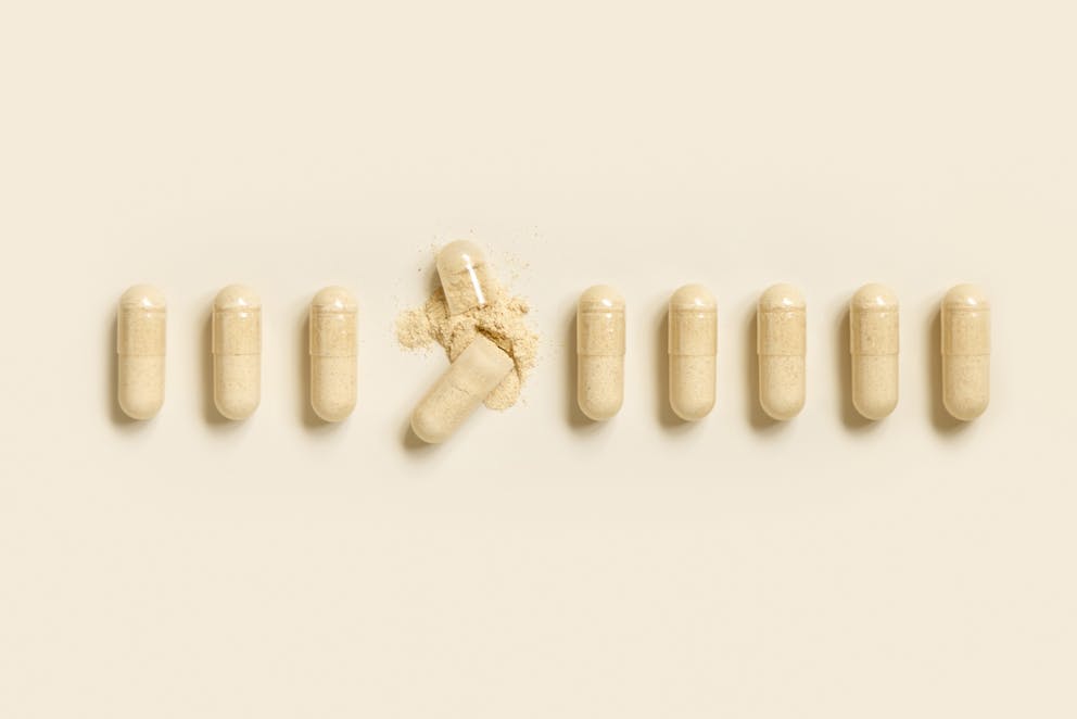 a row of supplement pills