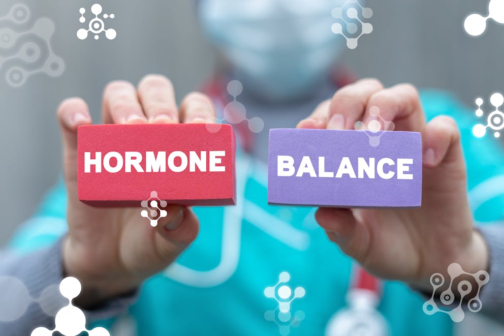 Hormone balance written on two blocks