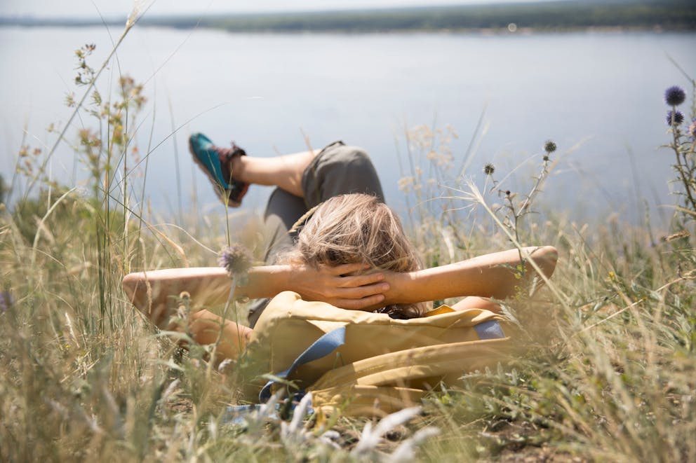 Woman resting in the grass