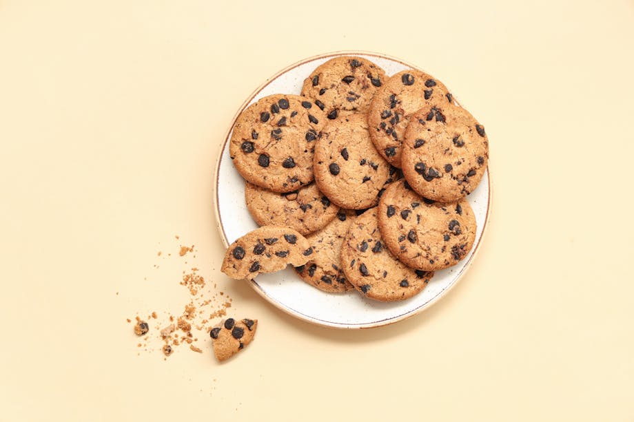 Chocolate chip cookies on a plate