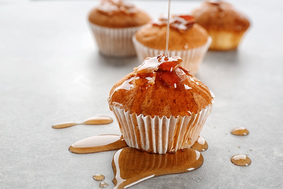 Maple syrup on muffin