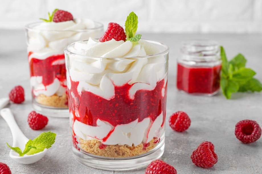 Raspberry and whipped cream