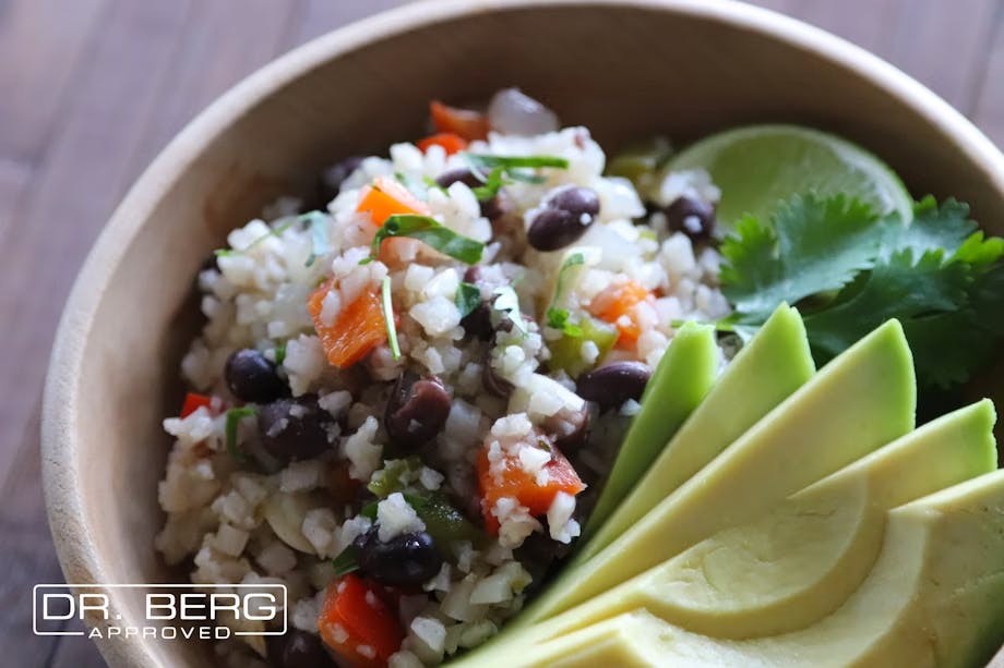 Cuban cauliflower rice and beans