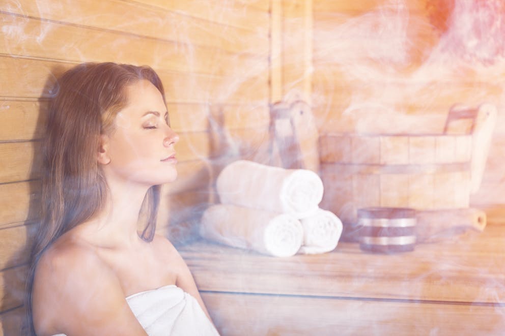 Woman in a sauna