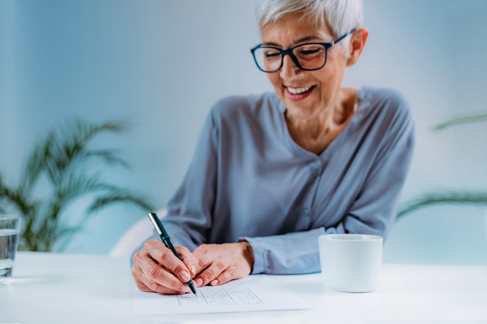 Older women playing brain games