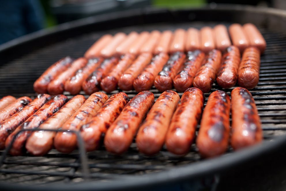 Grilled hot dogs