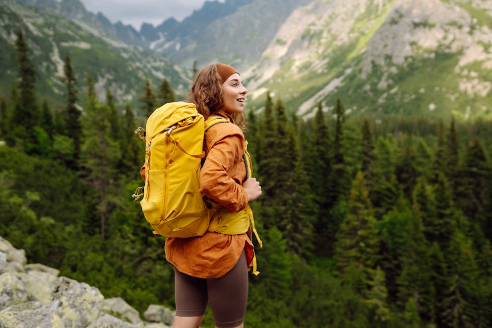 Woman hiking in the mountains