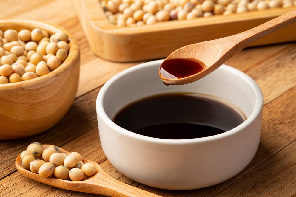 Soy sauce and soybeans