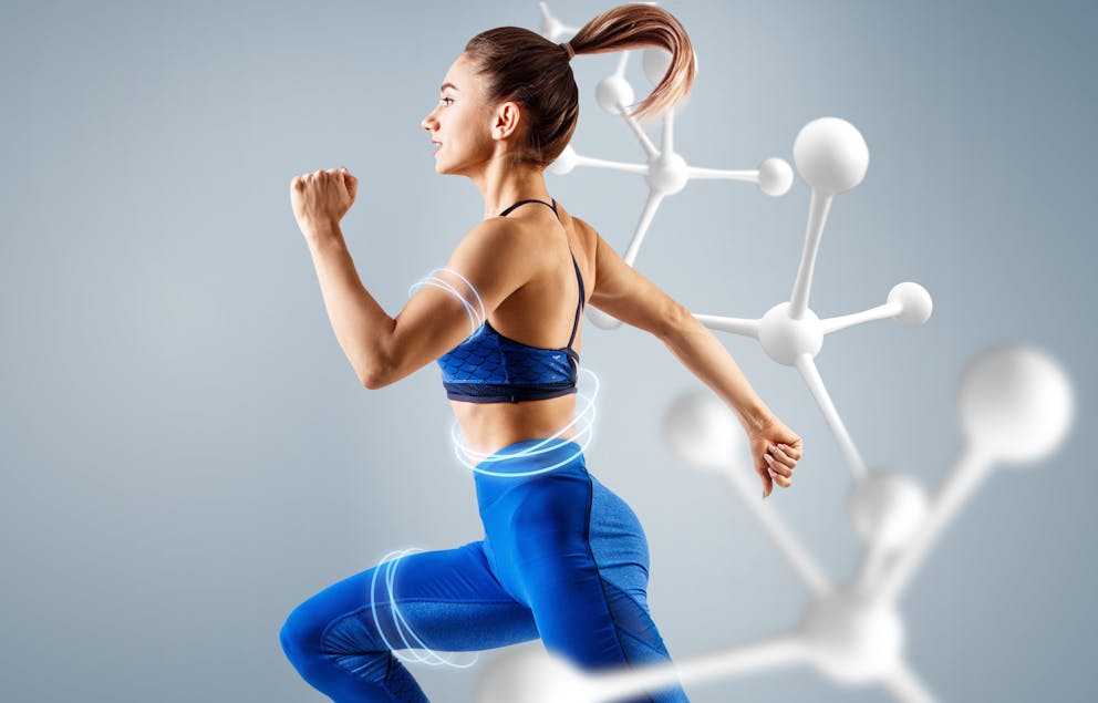 Energetic woman exercising