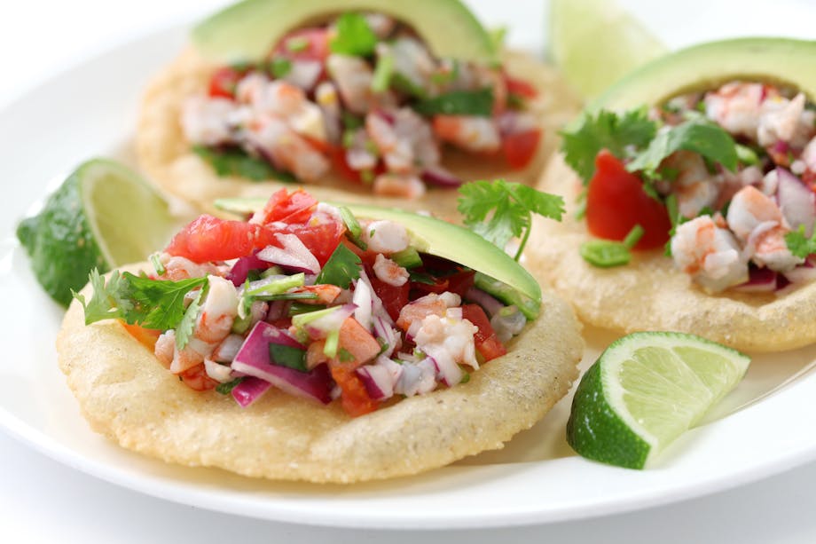 Ceviche mexican tostada