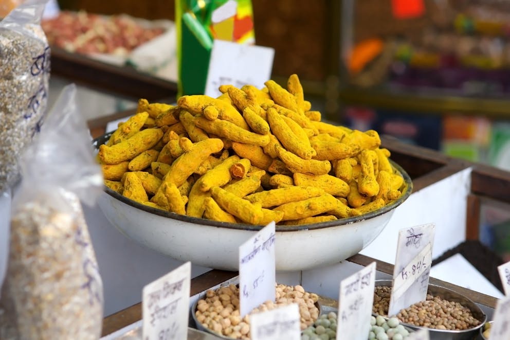 Turmeric root in a spice market