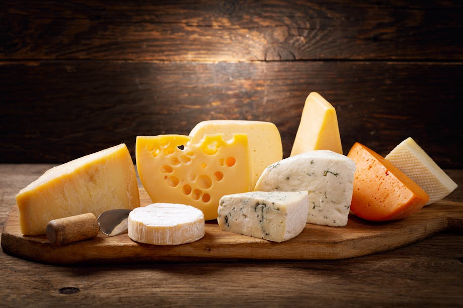 Different types of cheeses