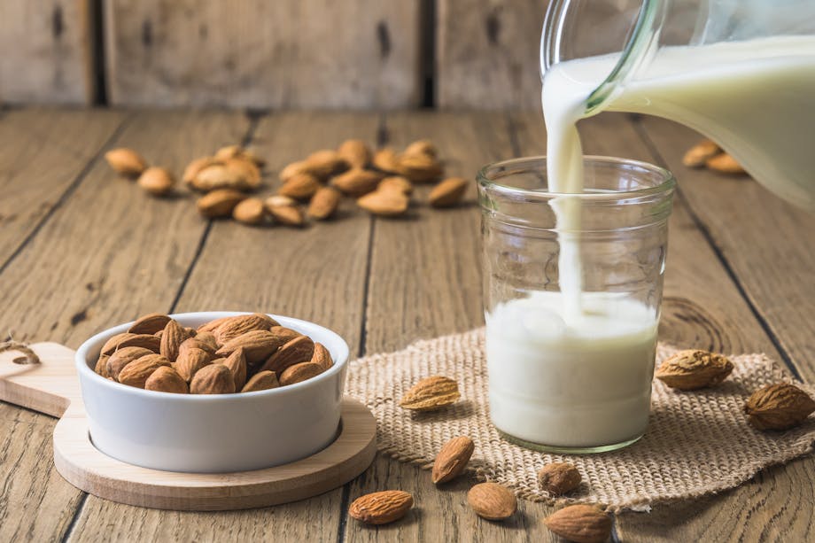 Pouring almond milk