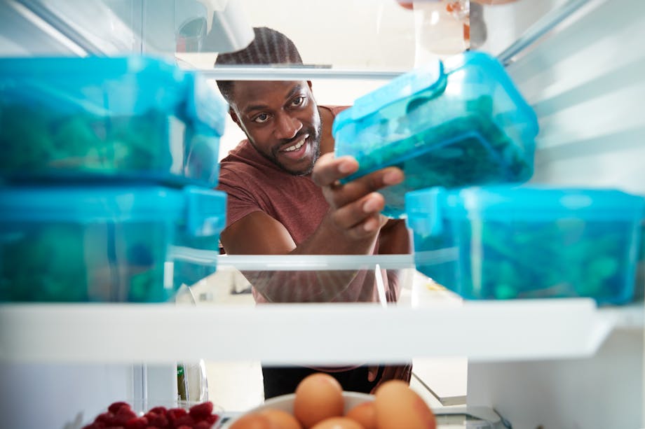 Placing food in the fridge