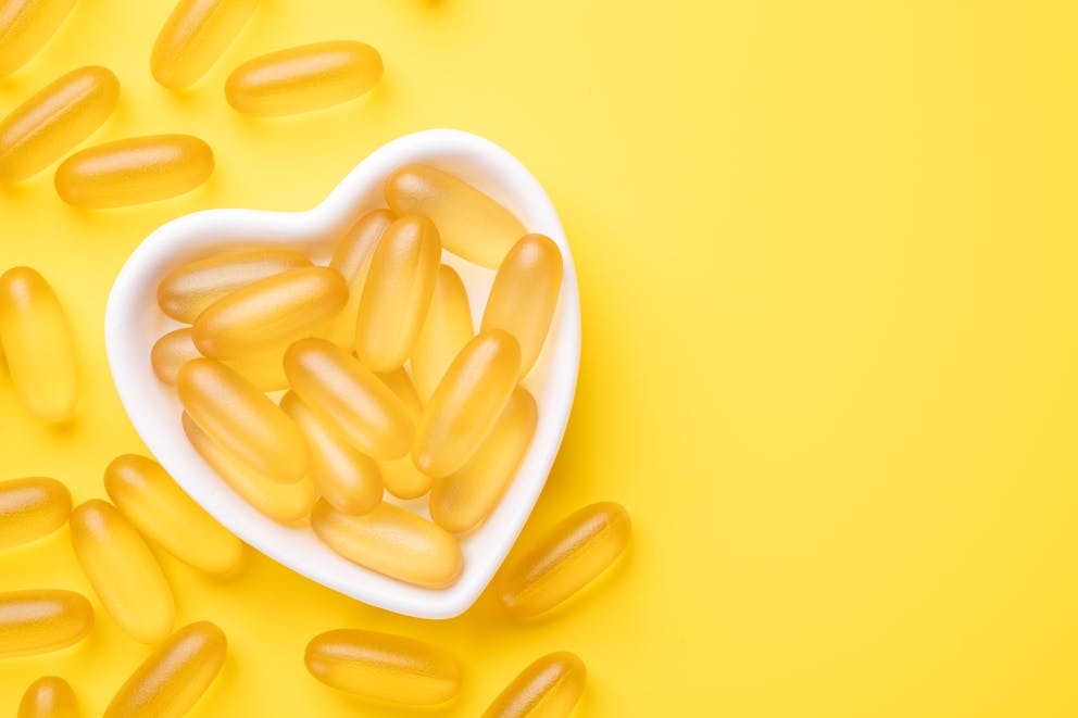 Vitamin supplements in heart shape