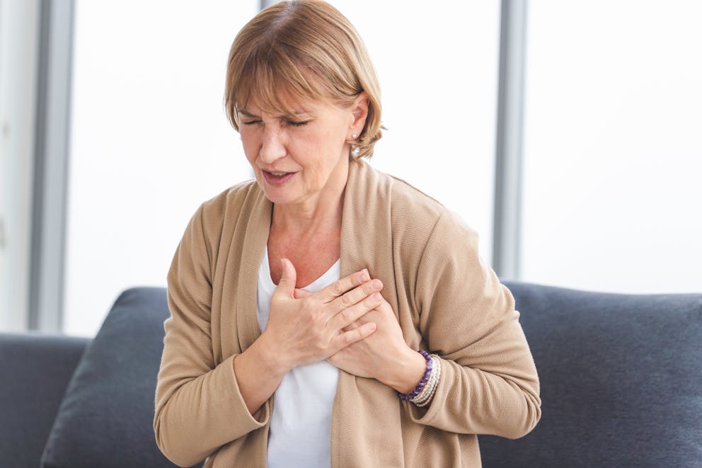 Woman with chest pain