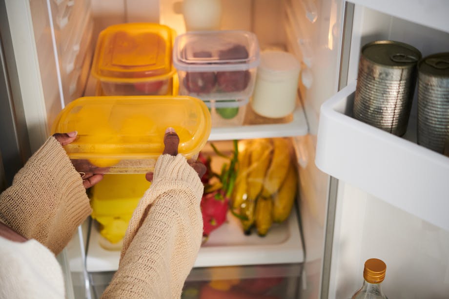 Placing container in the fridge