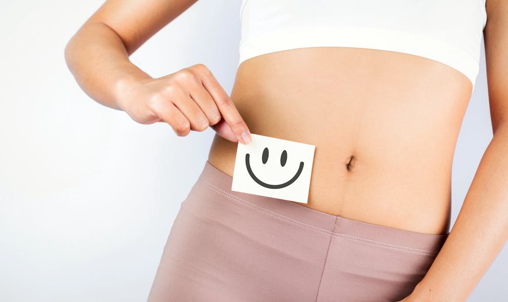 Smiley face on healthy stomach