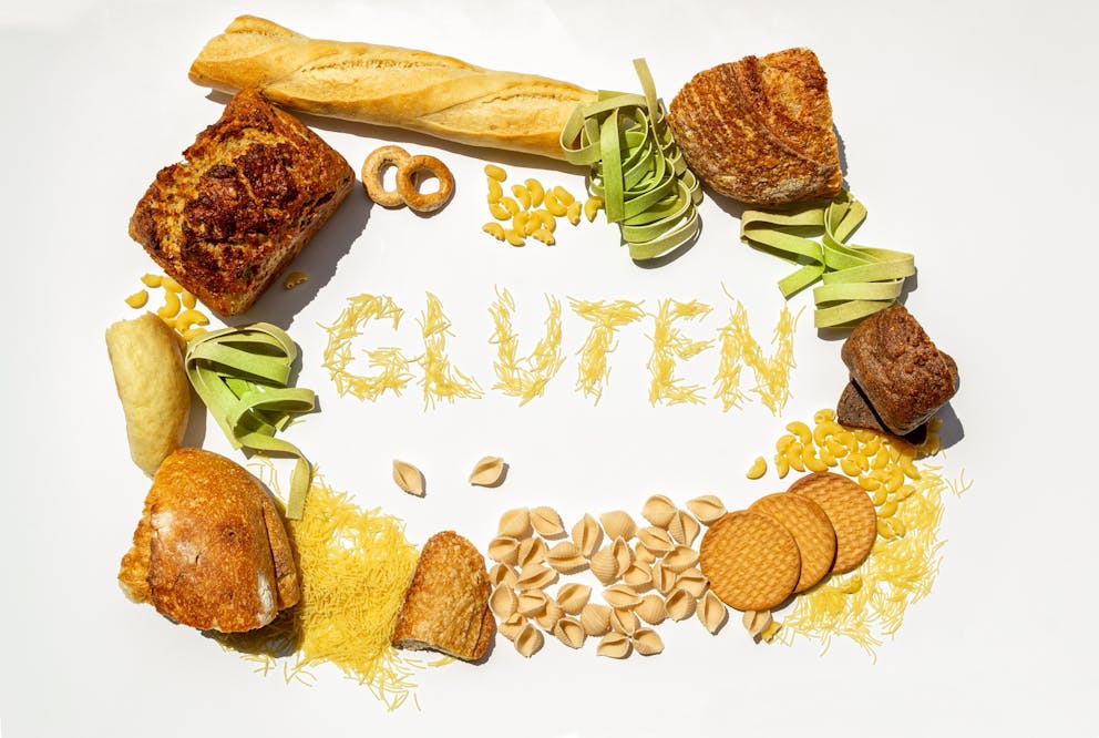 The word gluten in grains