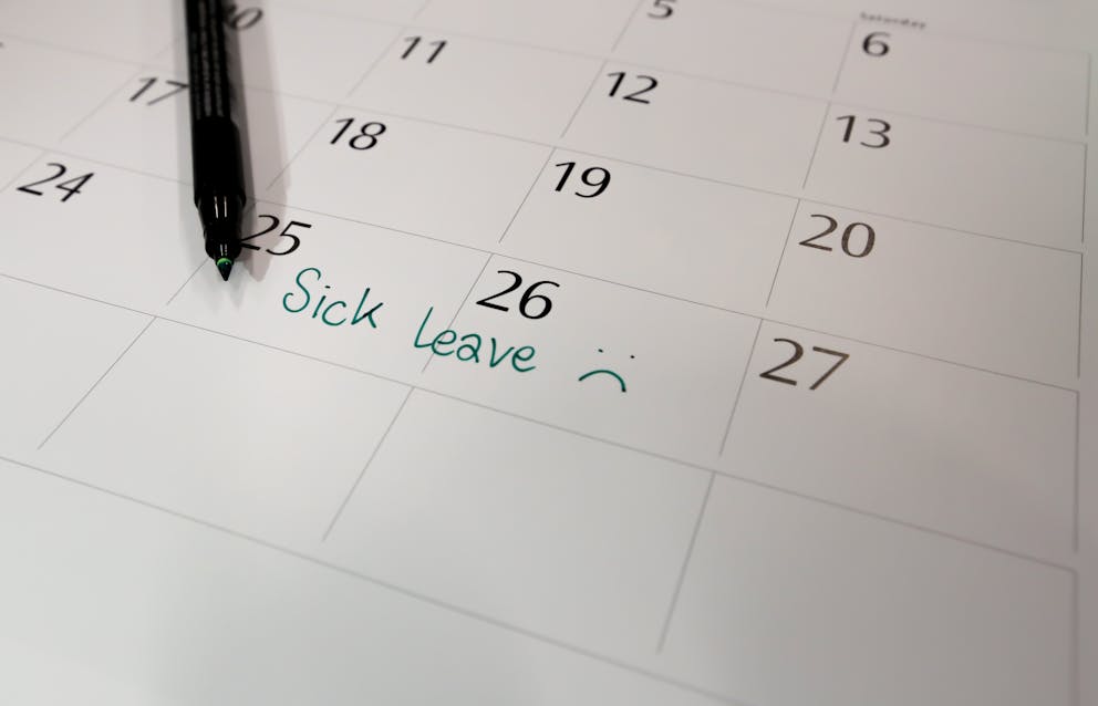 Calendar marking sick days